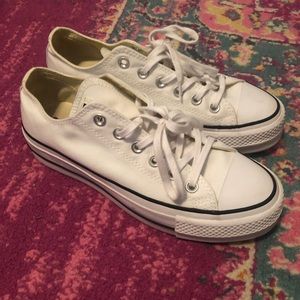 Platform white converse WORN ONCE